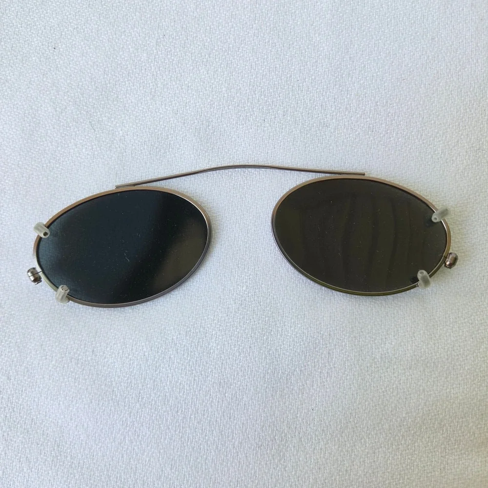Field & Stream Clip On Sunglasses Green Good Vintage Case Oval